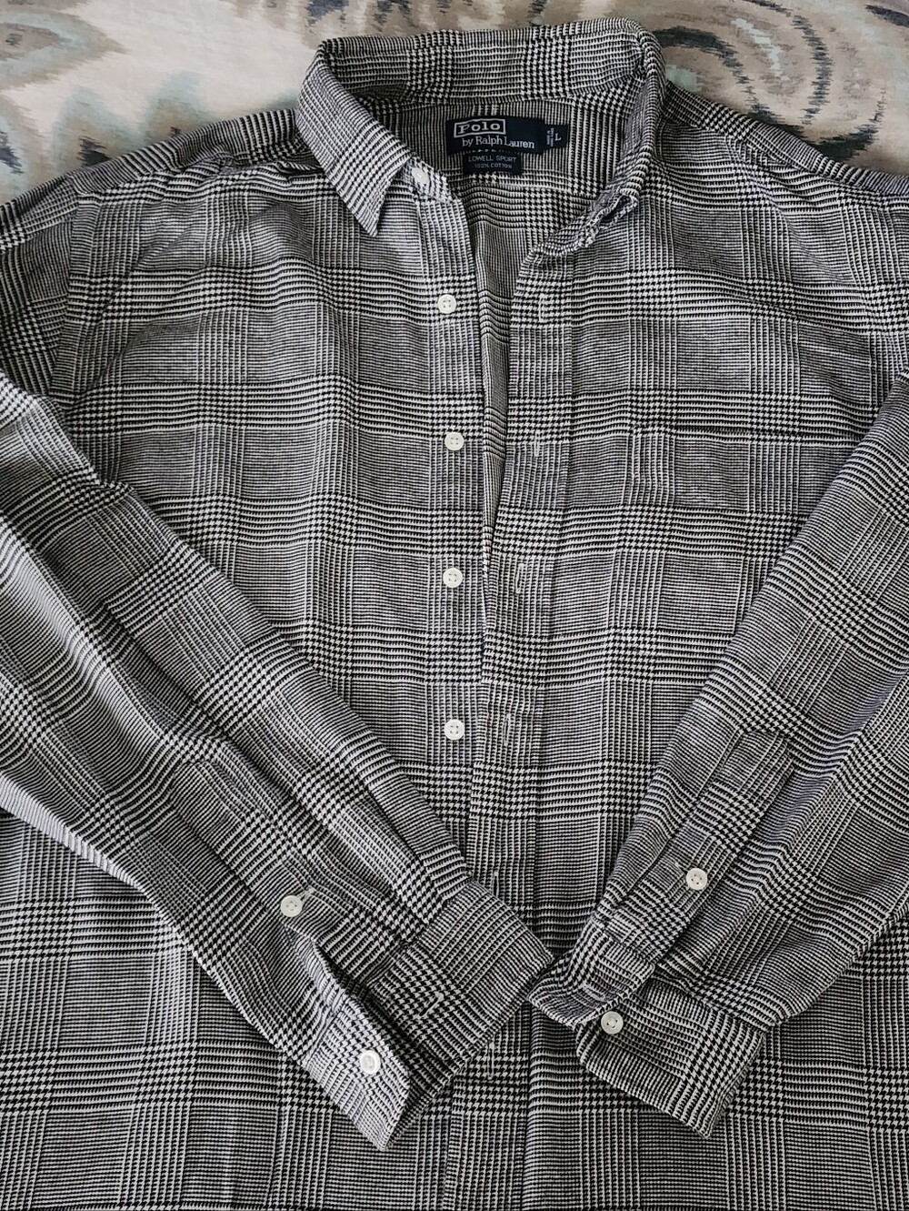 Polo by Ralph Lauren Black and White Plaid Button-Down Shirt 100% Cotton Flannel